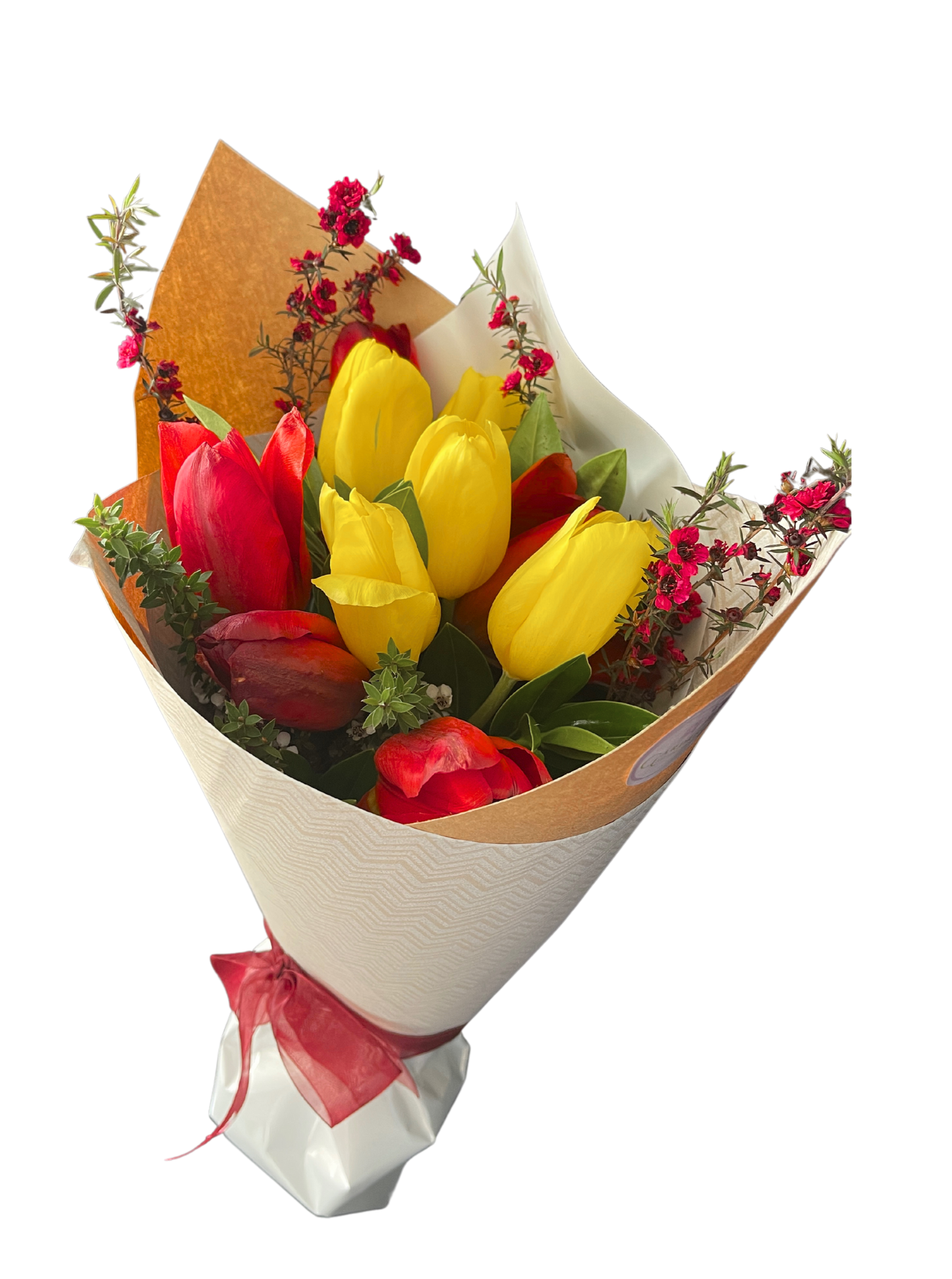 Burgundy Sunshine Tulip Bouquet