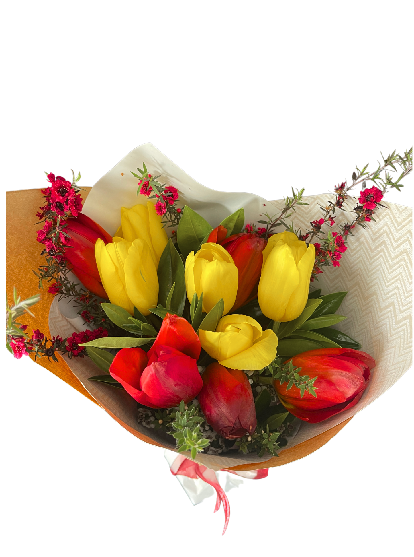Burgundy Sunshine Tulip Bouquet